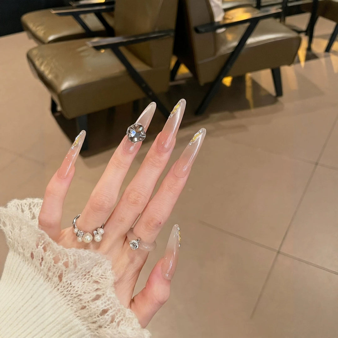 Wiederverwendbares Stiletto Nagelkunst Set mit eleganten Strassverzierungen Karnz