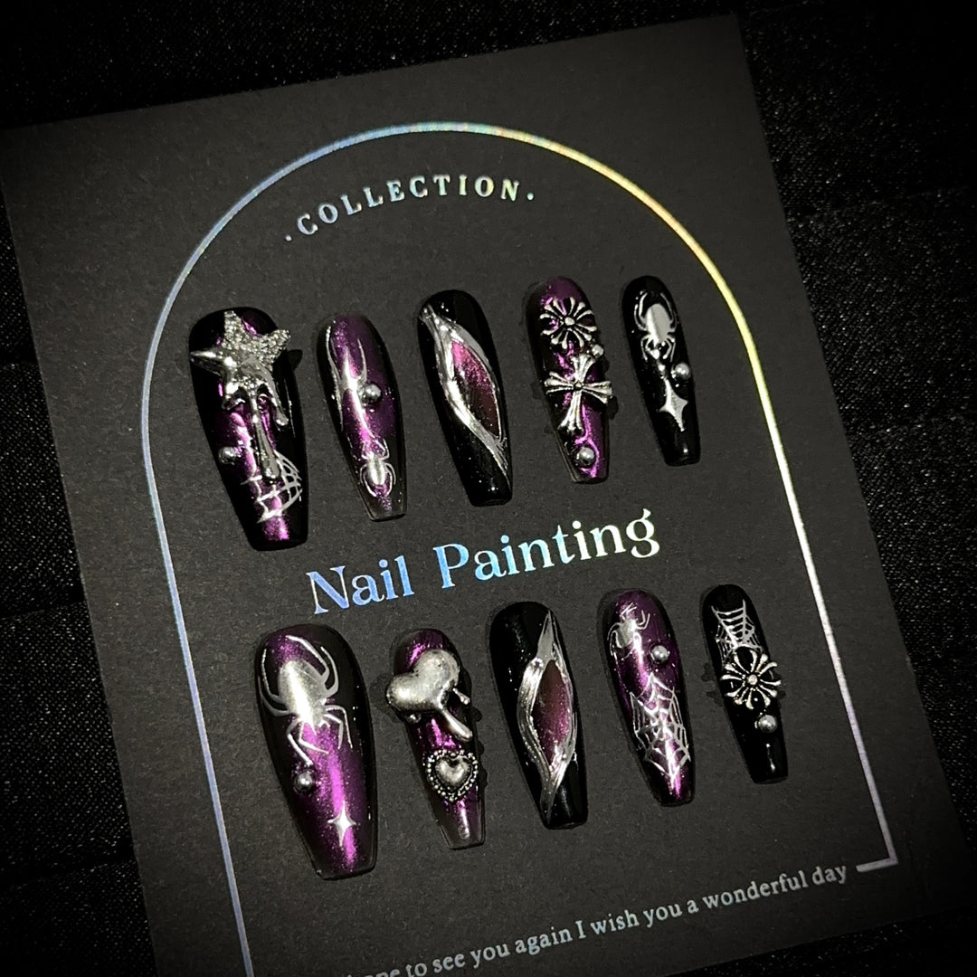 Künstlerisches Spinnen-Themen Press-On Nagelkunst Set