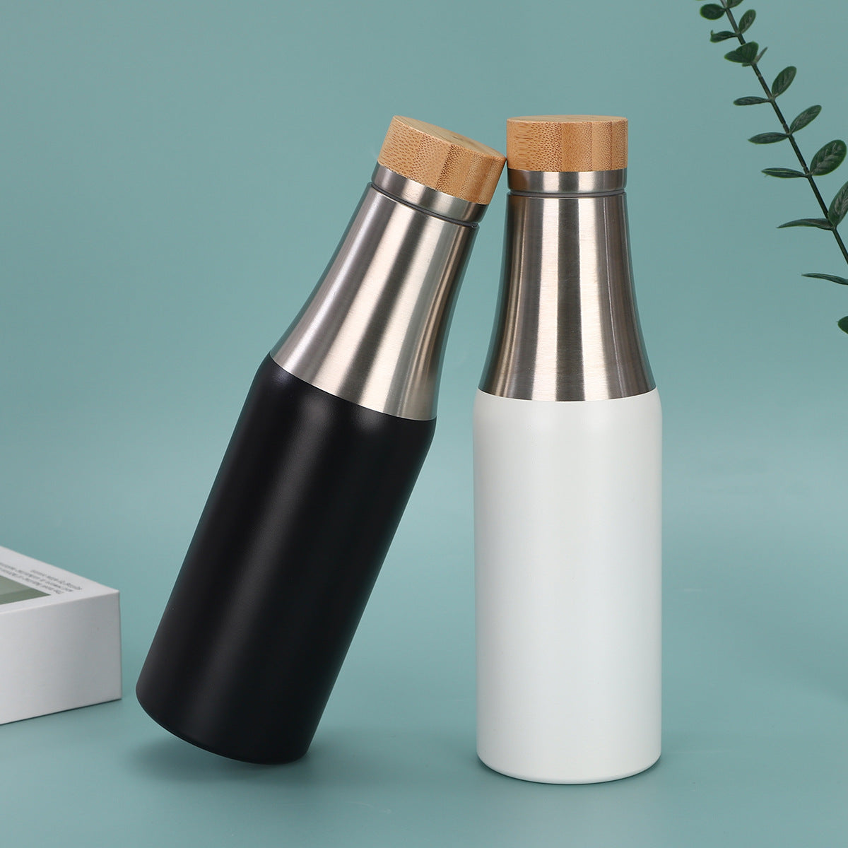 Damen edelstahl isolierte Trinkflasche mit Bambusdeckel Karnz