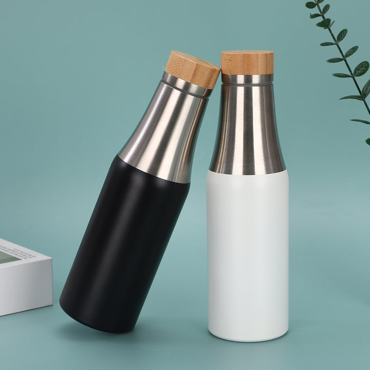Damen edelstahl isolierte Trinkflasche mit Bambusdeckel Karnz