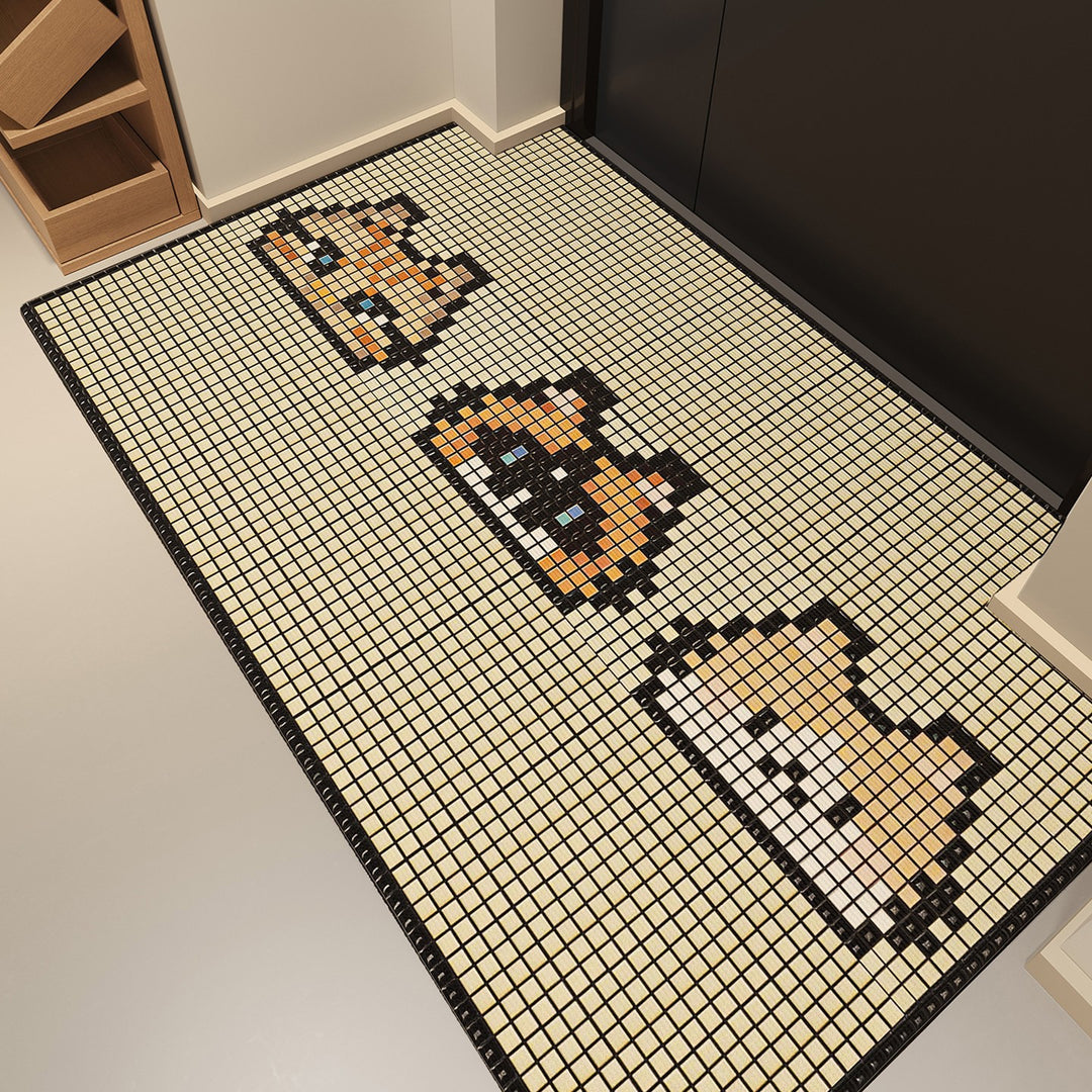 Verspielte Mosaik-Charakter-Türmatte