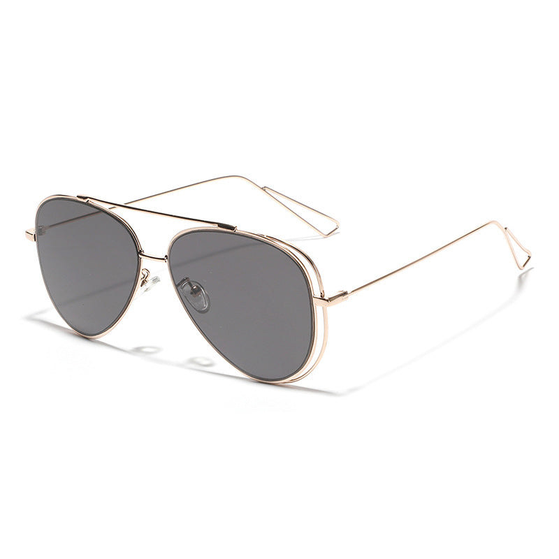 Damen Retro-flieger Sonnenbrille mit silbernem Metallrahmen und verspiegelten Gläsern Karnz