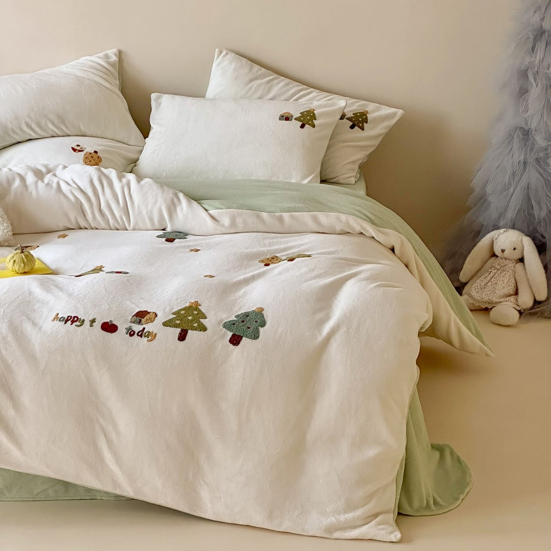 Bettwäsche-Set mit bestickten Cupcake-Motiven und weicher Baumwollmischung