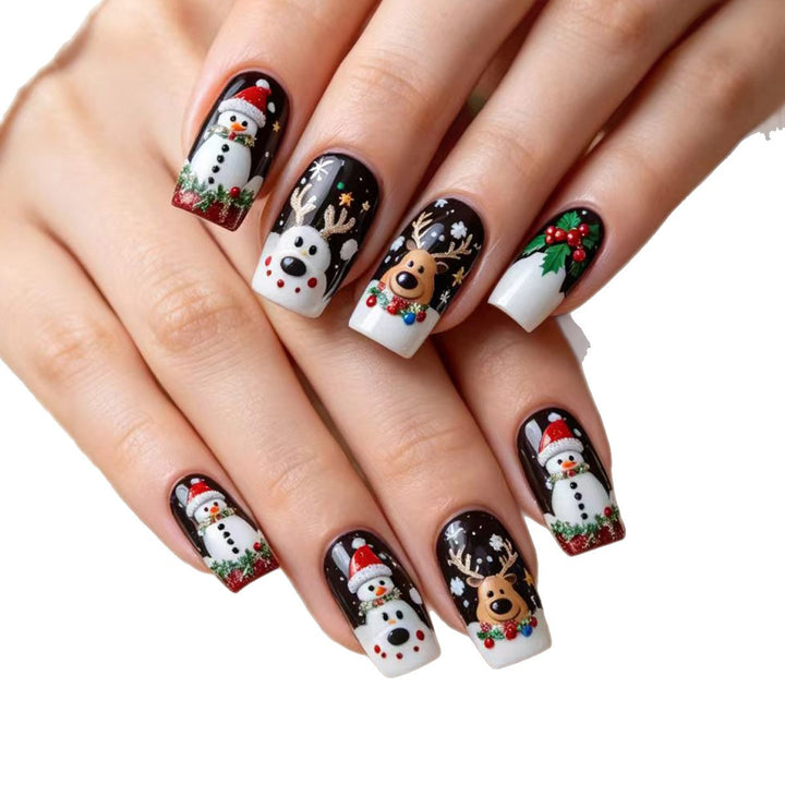 Künstliche Kunstnägel mit Festlichem Weihnachtsdesign Karnz