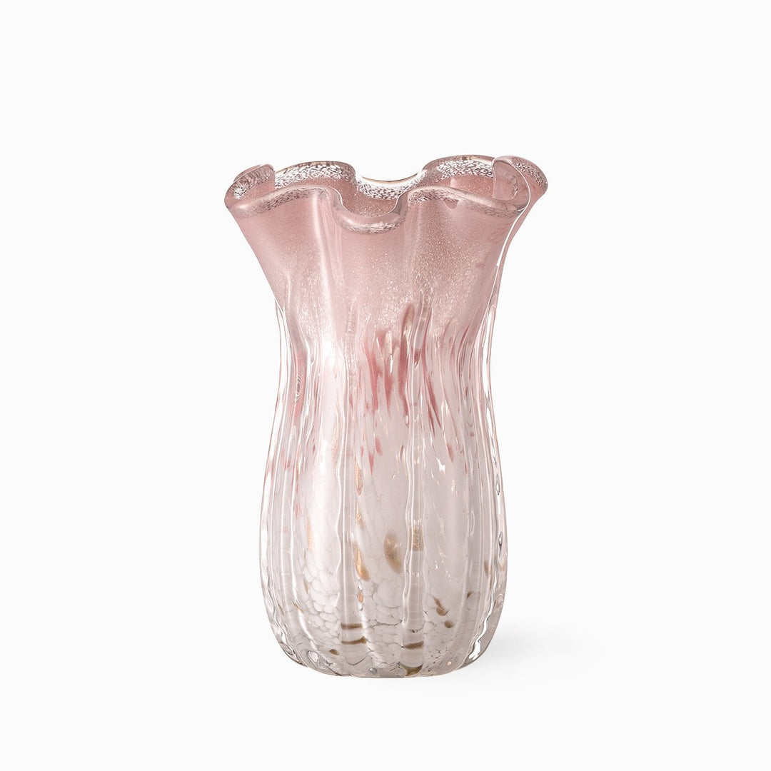 Skulpturale gewellte Kunstglas Dekovase Karnz