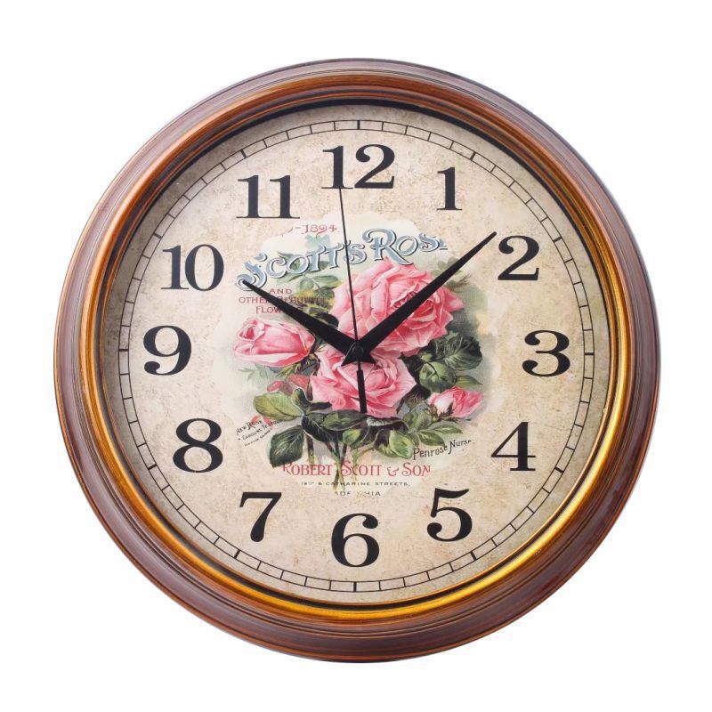 Vintage Wanduhr mit Floraler Dekoration Karnz