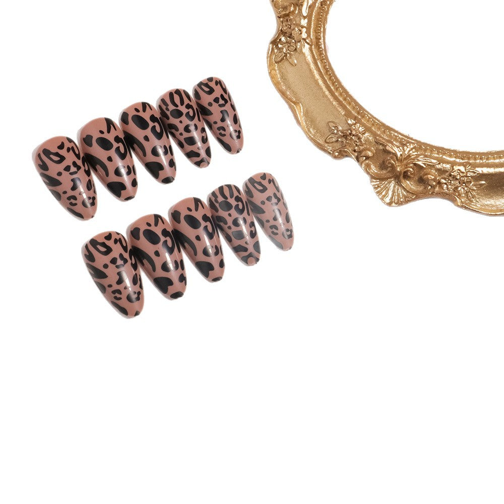 Stylische Leopard-Print Press-On Nägel Karnz