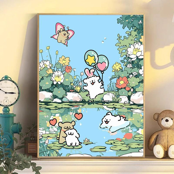 Verspielte Cartoon Hund Wandkunst Karnz