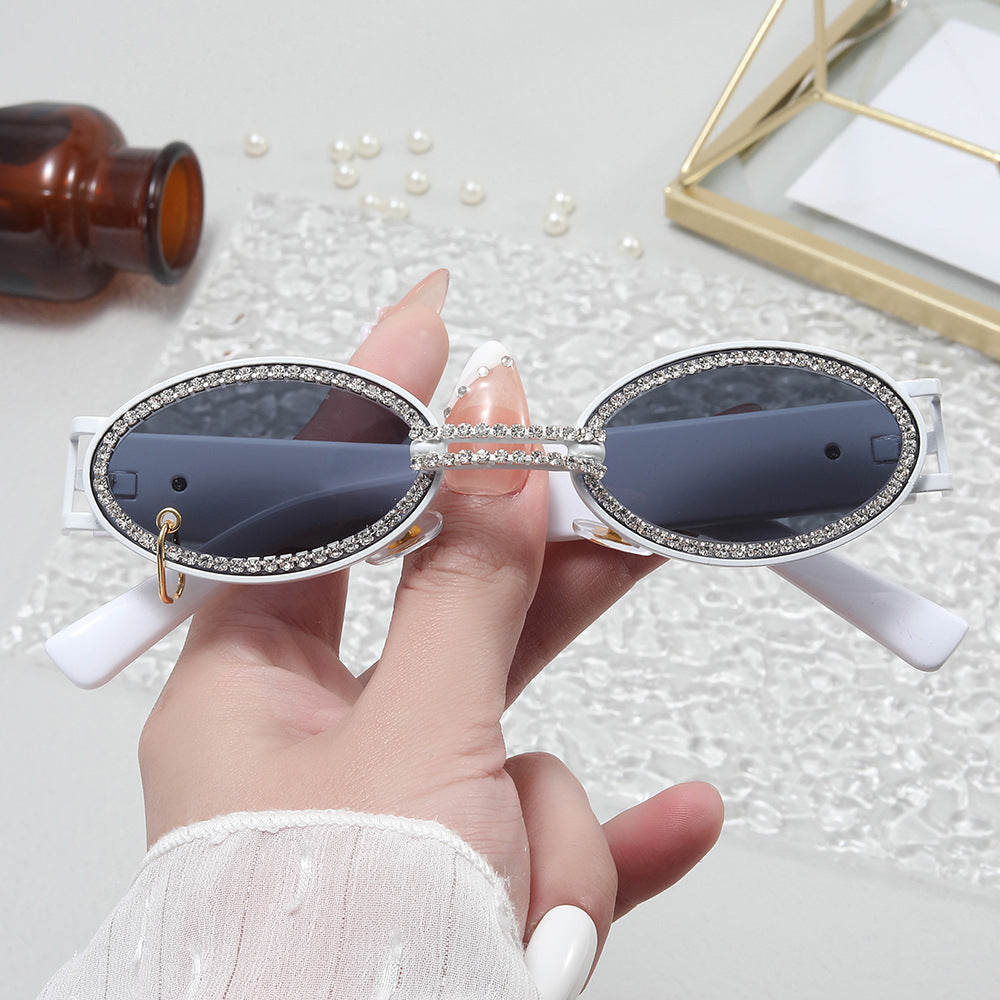 Damen extravagante modische Sonnenbrille mit strassbesetztem Rahmen Karnz