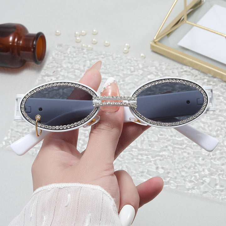 Damen extravagante modische Sonnenbrille mit strassbesetztem Rahmen Karnz