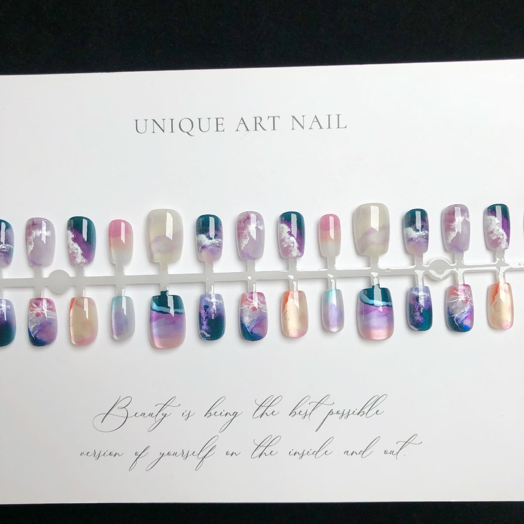 Künstlerisches Marmor-Design Druck-Nagelset