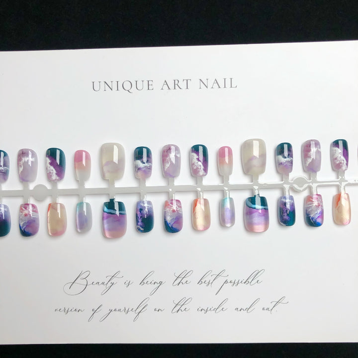 Künstlerisches Marmor-Design Druck-Nagelset
