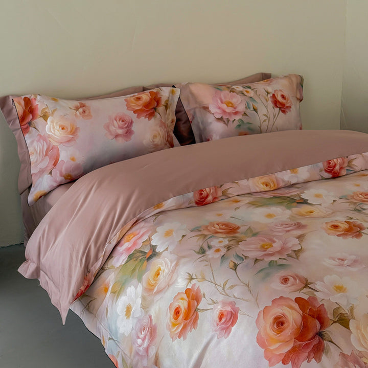 Floral Luxury Cotton Sateen Bettbezug Set