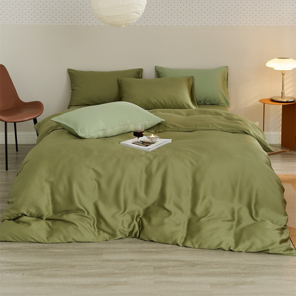 Wendbares Satin-Bettwäscheset mit seidig-glänzendem Griff und hautfreundlichem Baumwollmix