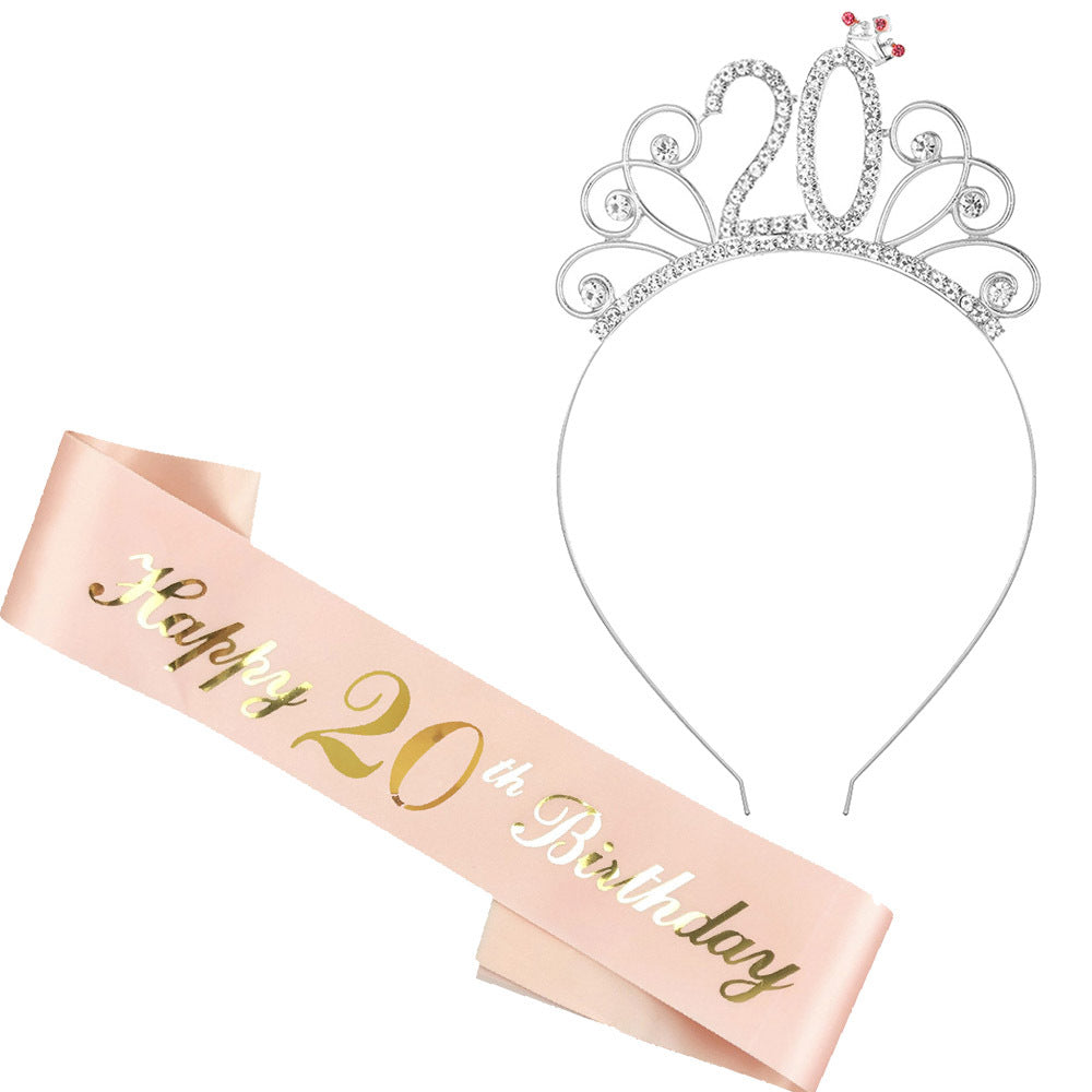 Damen Geburtstags-Tiara und Schärpe Set Karnz