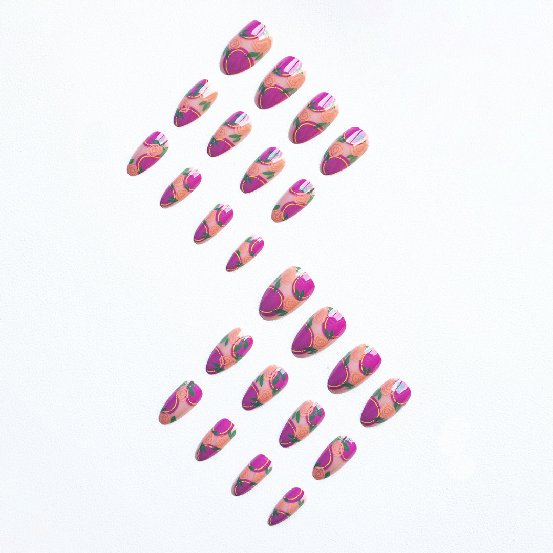 Floral Rose Acryl-Nagelkunst