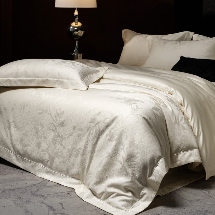 Luxus Jacquard Floral Bettbezug und Bettwäsche Set