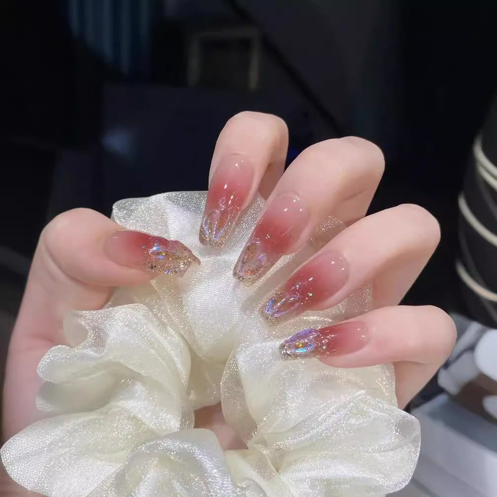 Glitzernde Ombré Press-On Nail Tips Karnz