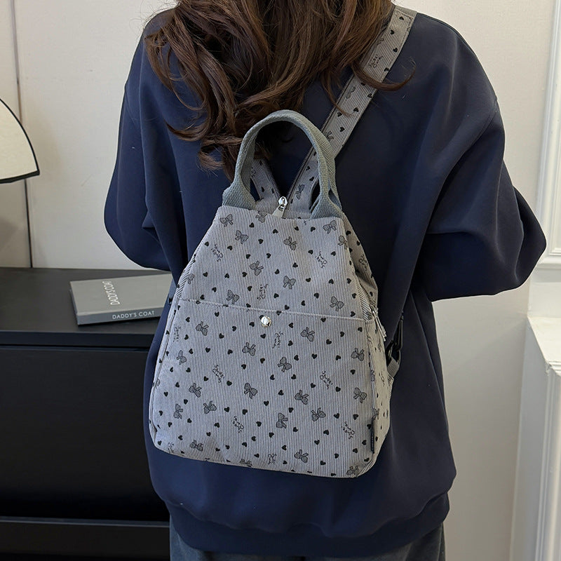 Cord-Rucksack mit Verspielten Motiven Karnz