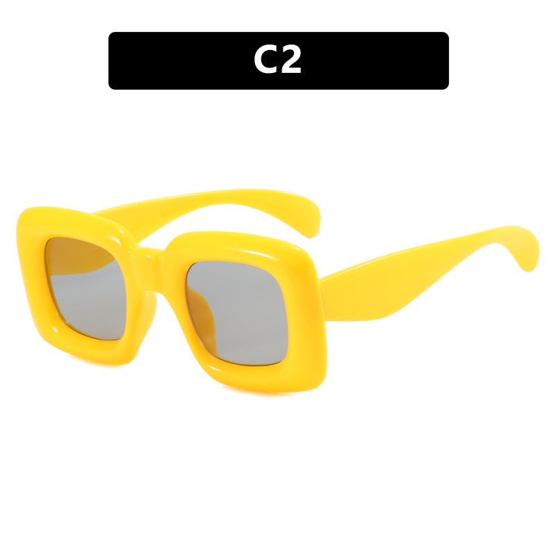 Damen stilvolle quadratische Sonnenbrille mit breitem Rahmen Karnz