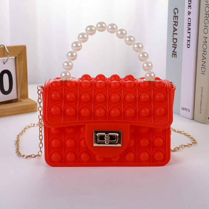 Damen stilvolle Handtasche mit Perlengriff Karnz