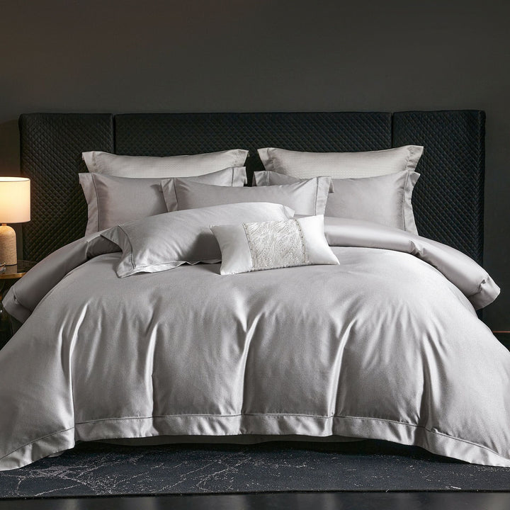 Satin-Feel Sateen Bettbezug Set mit Spitzen-Panel Lendenkissen