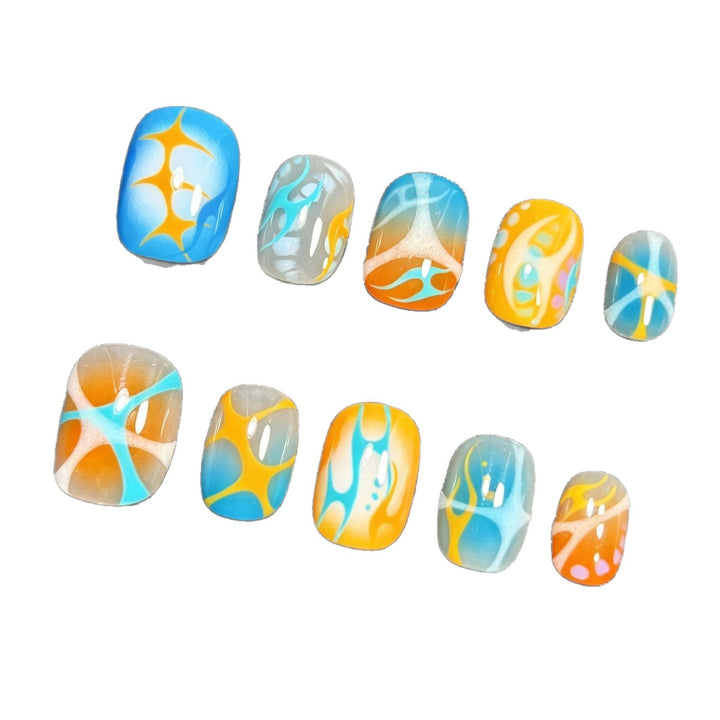 Künstlerisches Kaffee-inspiriertes Press-On Nagelkunst Set Karnz
