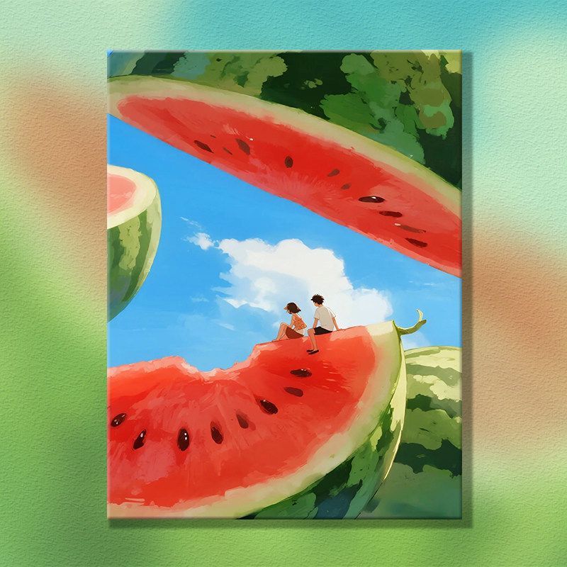 Verspielt Melonen-Themen Leinwand Kunstwerk Karnz