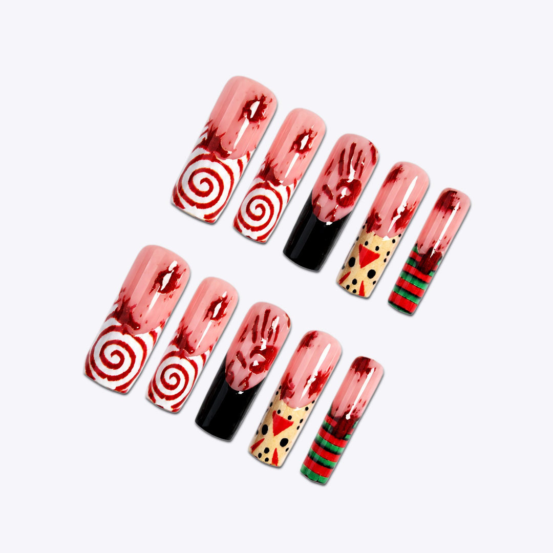 Kreatives Halloween Kunstnagelset mit skurrilen Motiven Karnz
