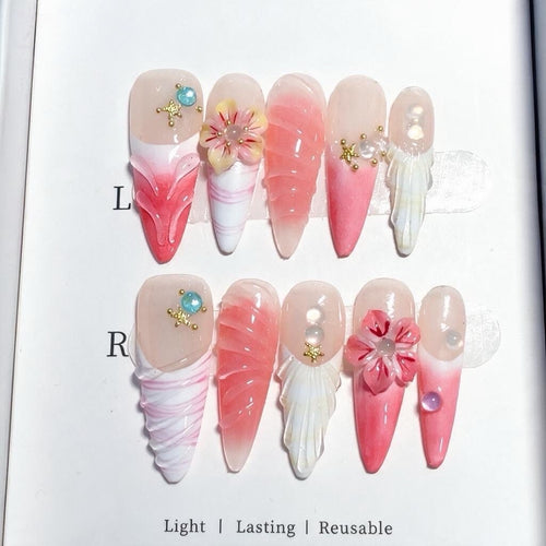 Kreatives 3D Floral Press-On Nagelkunst-Set