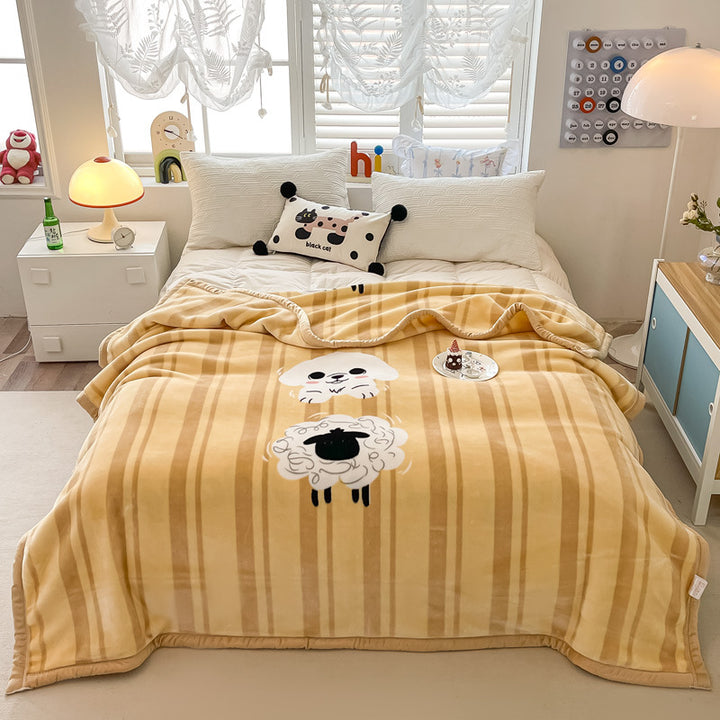 Blumengemusterte Fleece-Wurfdecke Karnz
