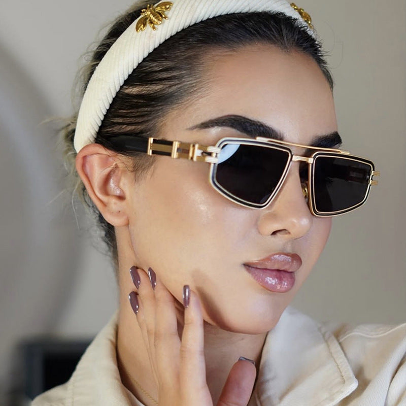 Damen Designer-Sonnenbrille mit filigranem Metallrahmen und polarisierten Gläsern Karnz