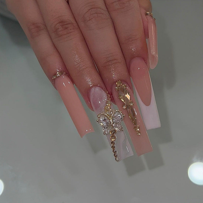 Glamouröse Glitzer-Stiletto Press-On Nägel Karnz