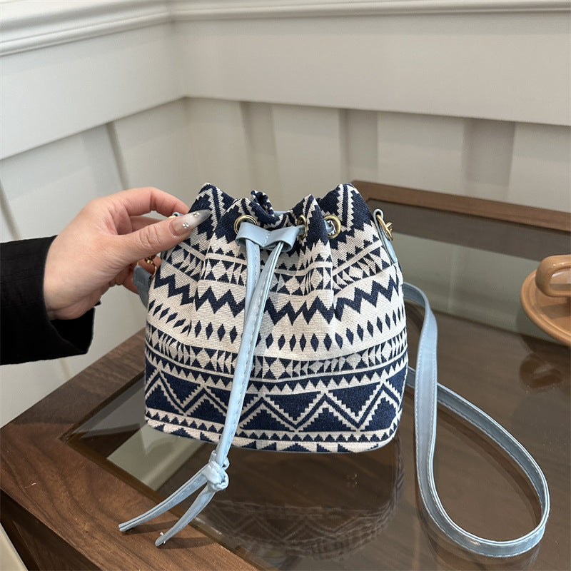 Bohemian-Stil Kordelzug Eimer Tasche