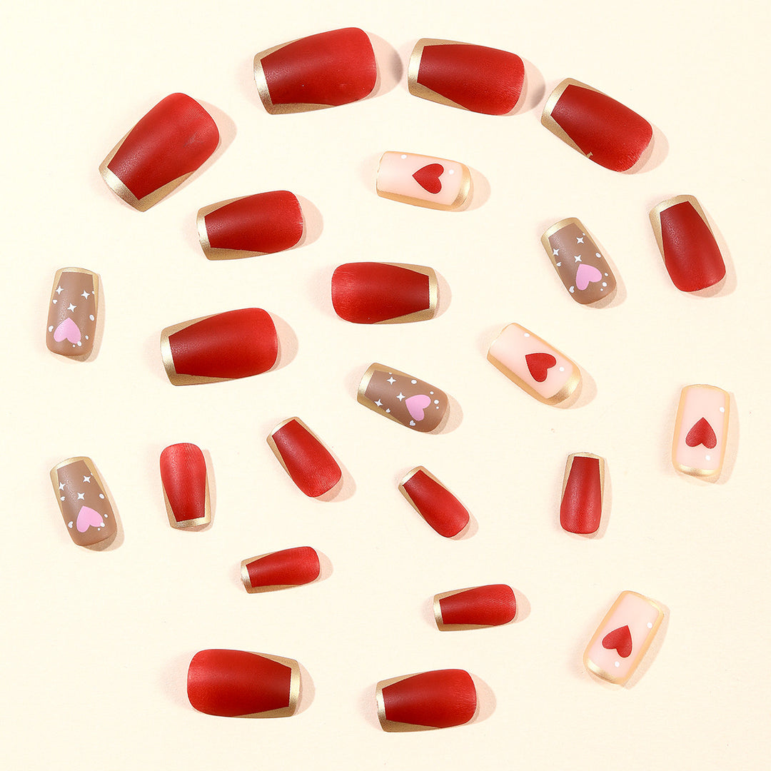 Dekorative Herz-Akzent Gel-Nagelkunst Verlängerungen Karnz