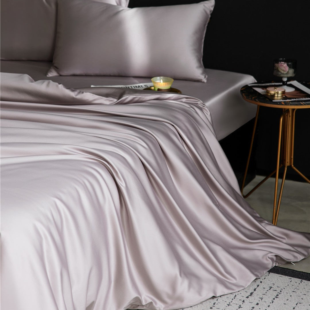 Seiden-Effekt Satin Bettwäsche Set mit kühlendem atmungsaktivem Finish & Kissenbezügen
