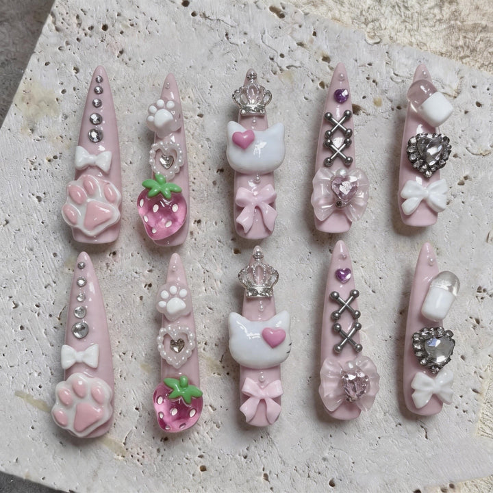 Verspieltes 3D-Nagelkunst-Set