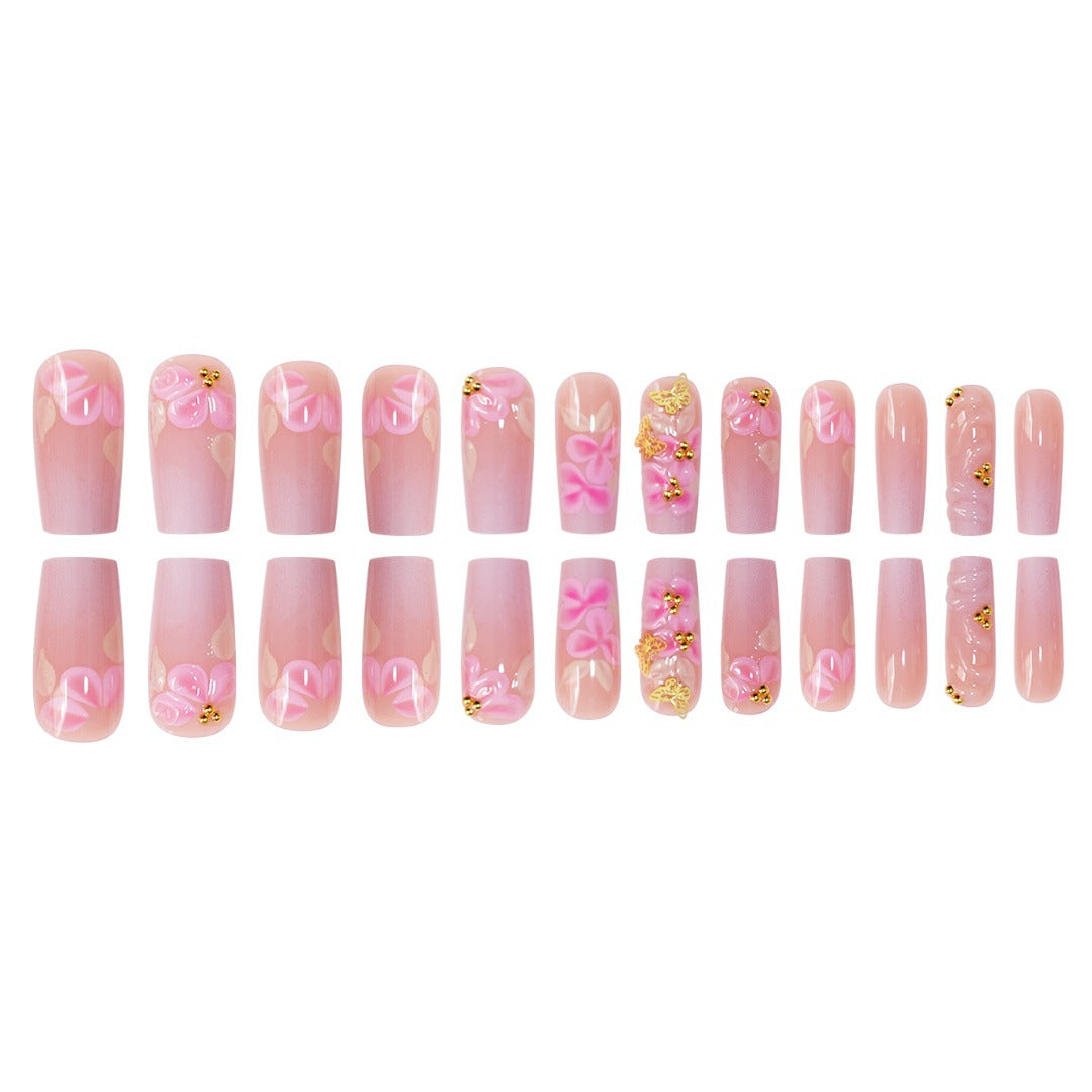 3D Florales Design Press-On Nagelset Karnz