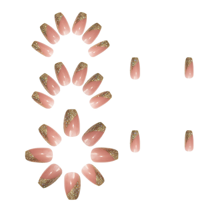 Glamouröses Kunstnagelset mit funkelnden Glitter- und French-Spitzen Karnz
