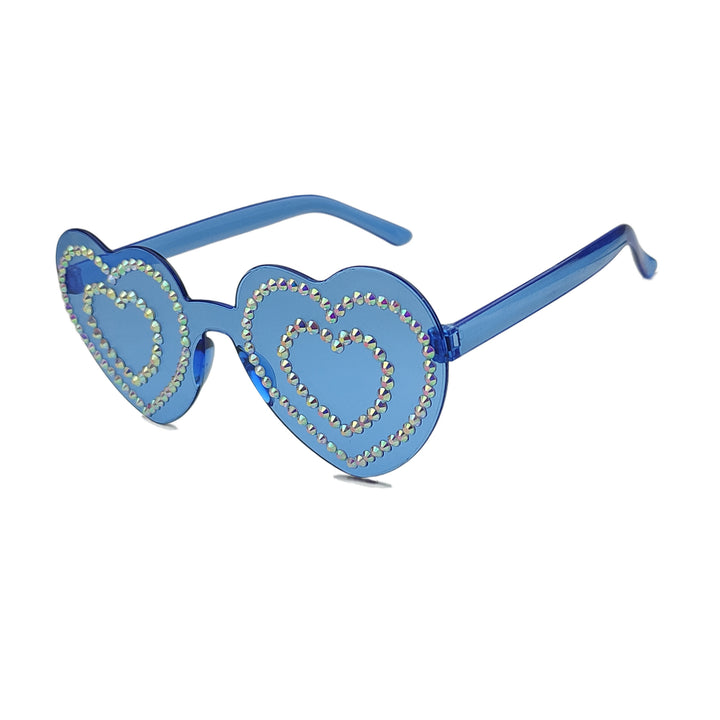 Damen Herzförmige Sonnenbrille mit funkelndem Strassmuster Karnz