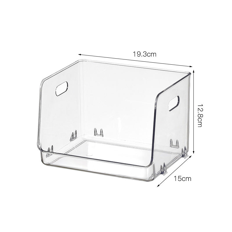 Stapelbares Rauchfarbenes Acryl-Kosmetikorganizer-Set mit Grifföffnungen