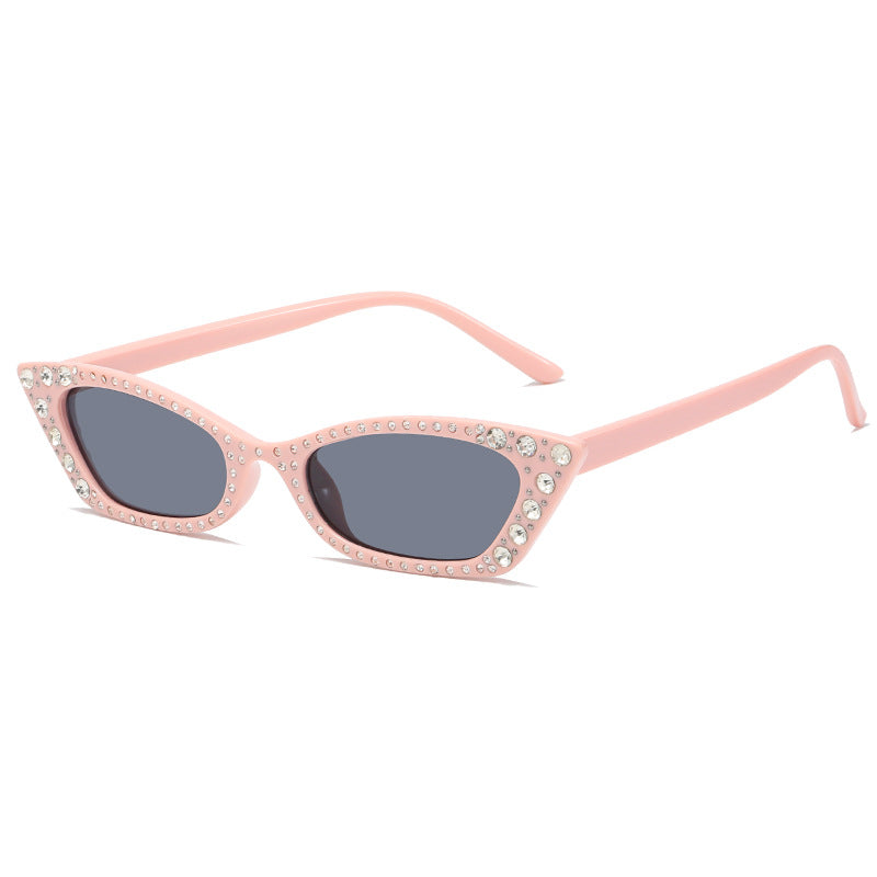 Damen extravagante Cat-Eye Sonnenbrille mit Kristallverzierung Karnz