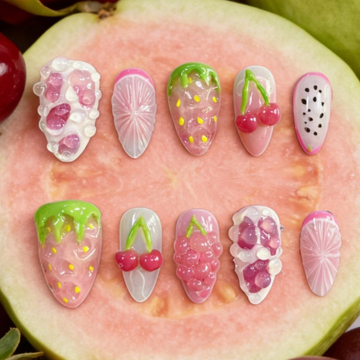 Frucht-Themen Press-On Nagelkunst Set Karnz