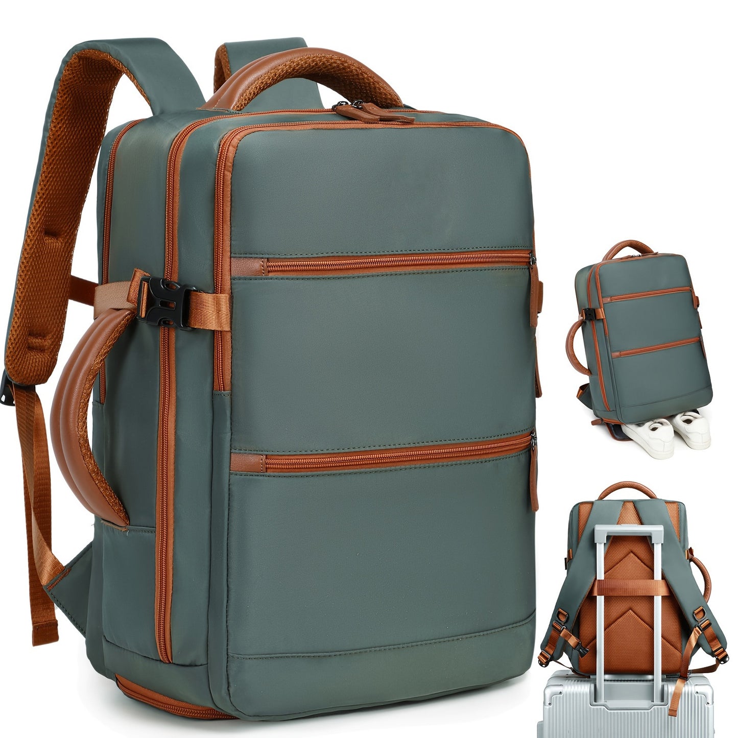 Unisex multifunktionaler Business-Rucksack mit gepolstertem Laptop-Fach und abnehmbarem Tragegriff Karnz