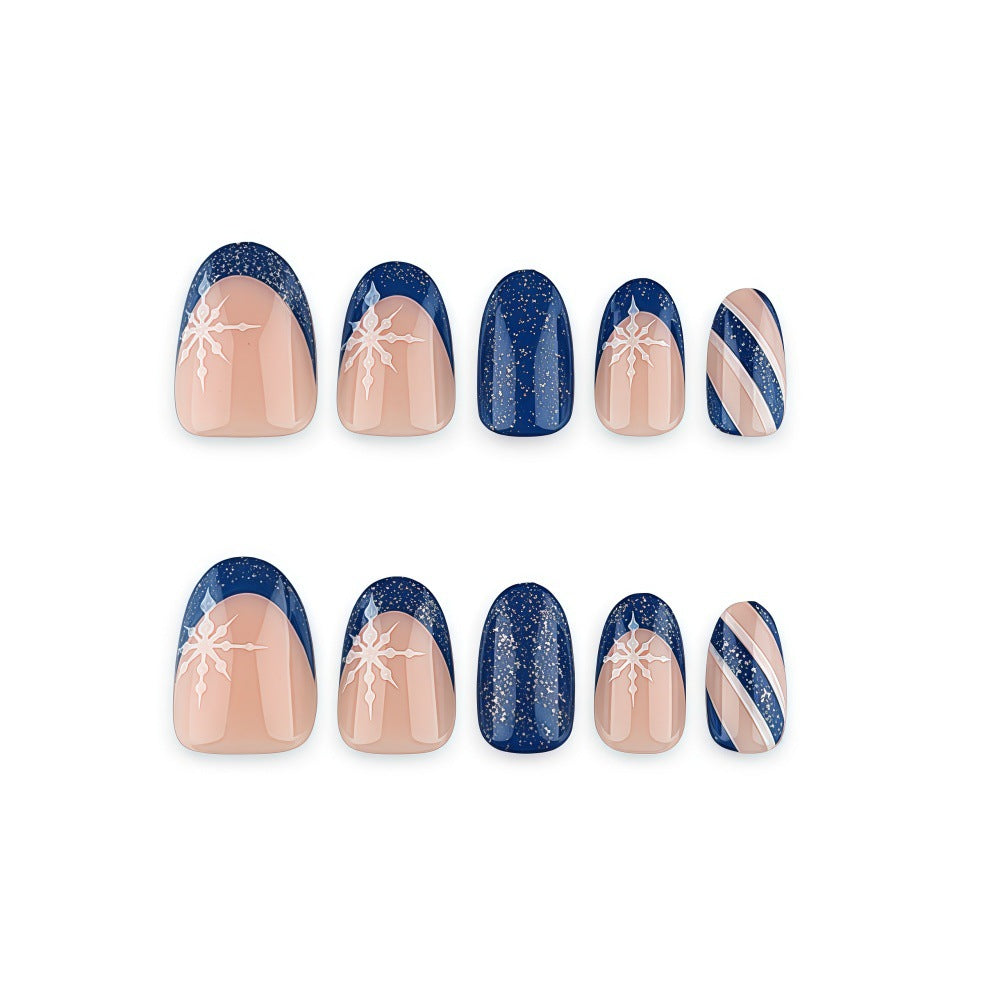 Kunstnägel mit Glitzerndem Blau und Floralem Design Karnz