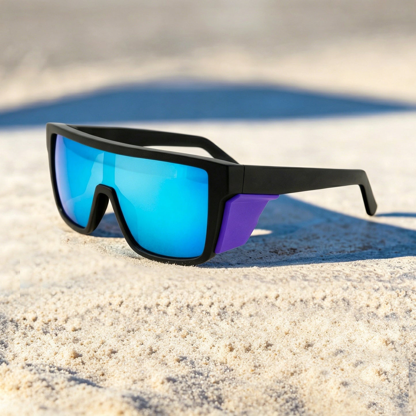 Damen Sportsonnenbrille im modernen Design mit breitem Rahmen und polarisierenden Gläsern Karnz