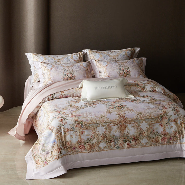 Luxuriöses Floral Baumwollsateen Bettbezug Set