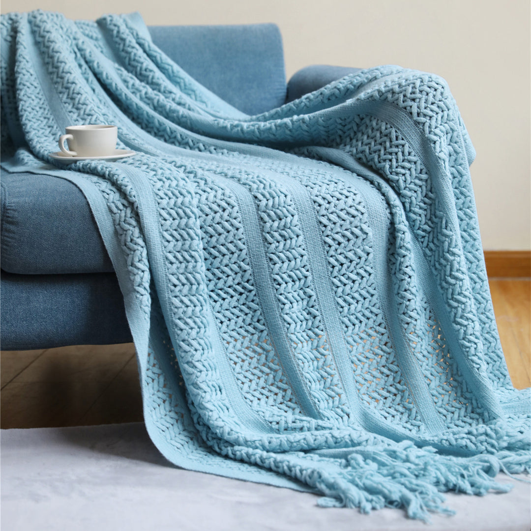 Gemütliche Strickwurfdecke