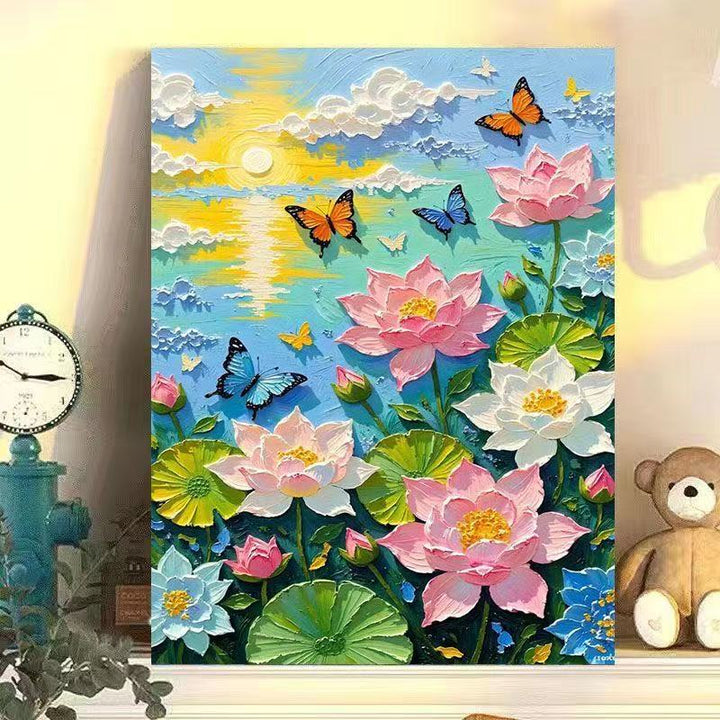 Elegante Floral Lotus Leinwand Kunst Karnz