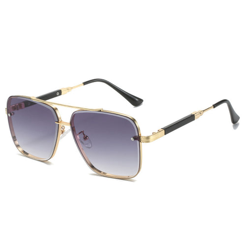 Damen Geometrische Oversize-Sonnenbrille mit filigranem Metallrahmen Karnz